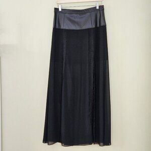 BCBGeneration Skirt Womens 10 Black 1/2 Lined Midi Sheer Lace Fairy Whimsigoth